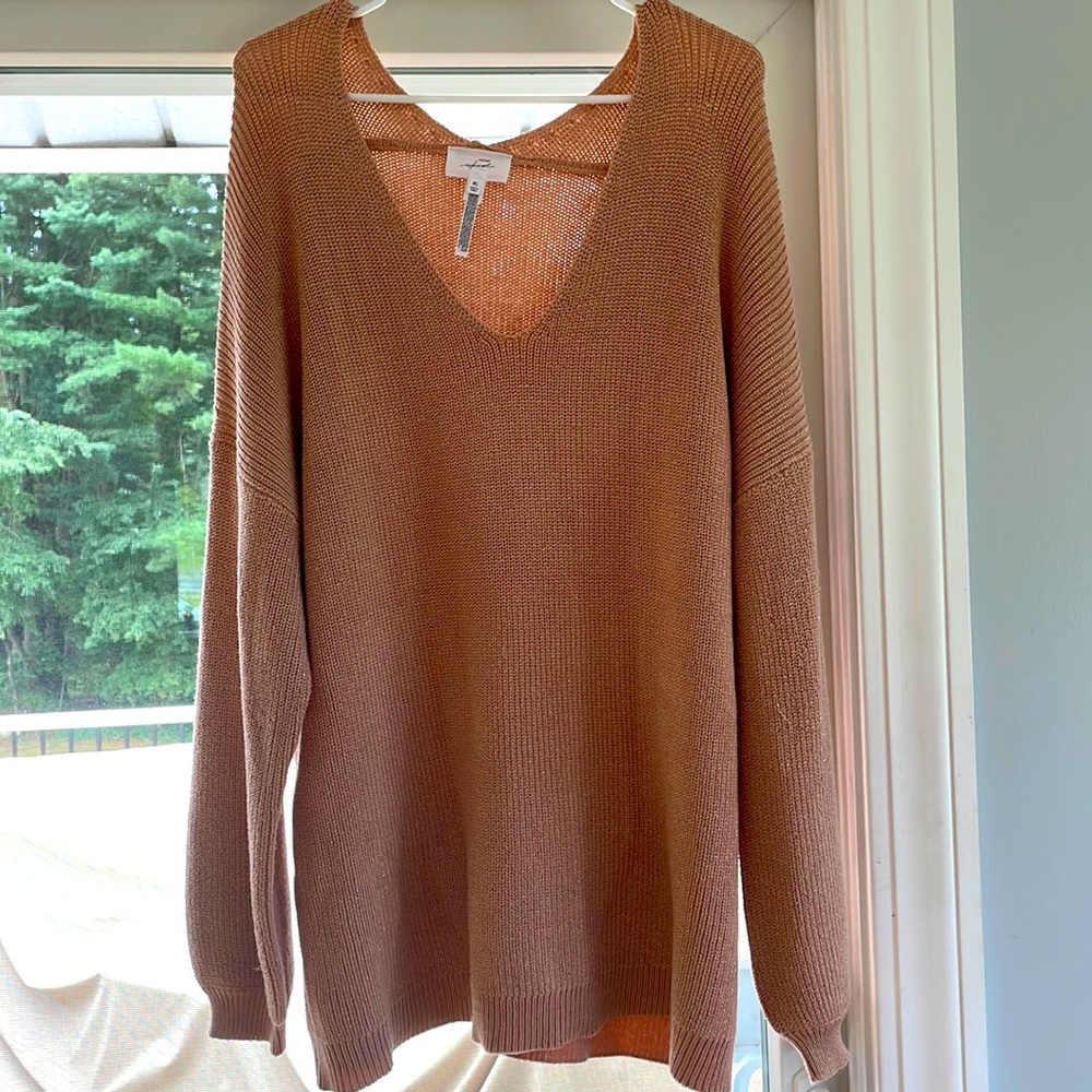 Soma “wknd” long sleeve V-Neck sweater, pink, X-Large